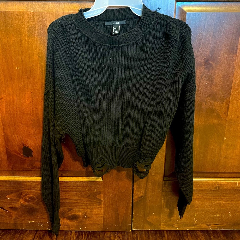 Black distressed sweater